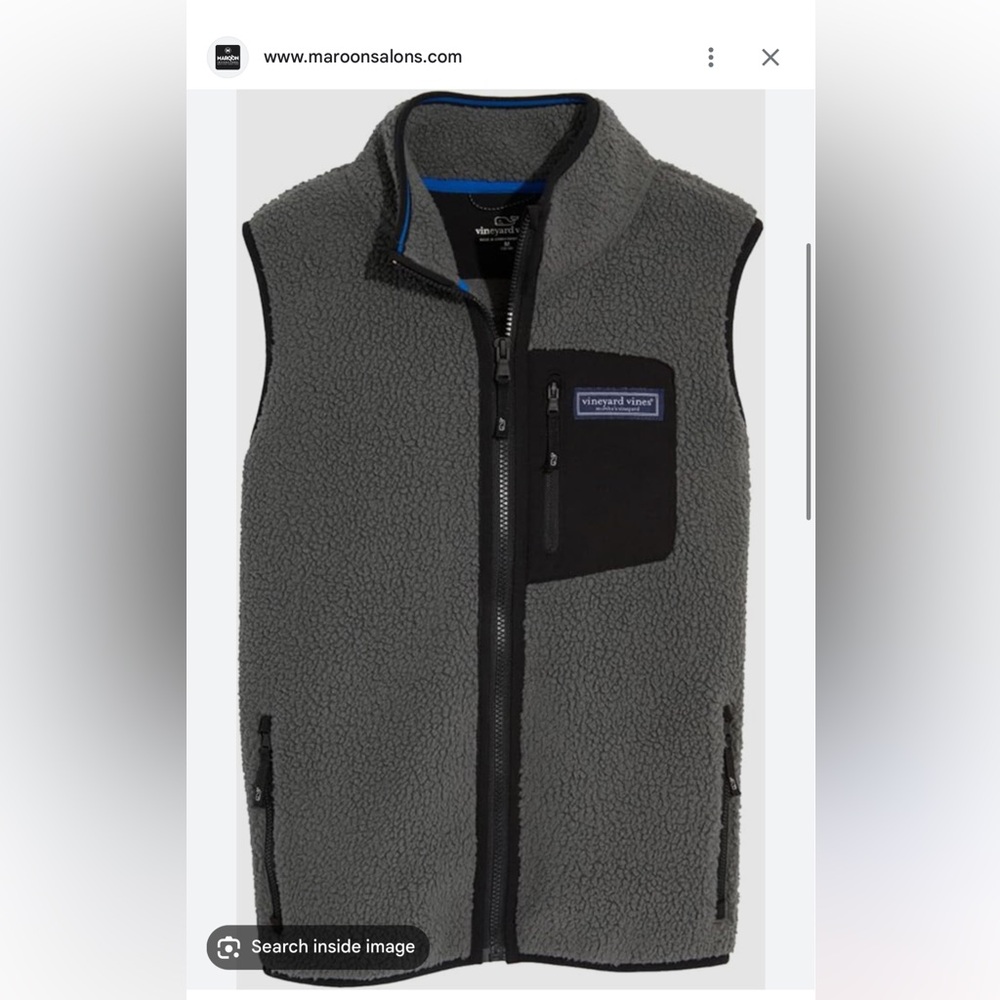 Vineyard vines boys Sherpa vest NWT size small (8-10) Nocturne color